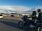 AUCKLAND, NEW ZEALAND - Jul 04, 2019: View of couple on black Harley Davidson tricycle bike driving on motorway