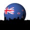 Auckland skyline with flag sphere