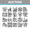 Auction Buying And Selling Goods Icons Set Vector