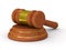 Auction gavel on white