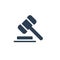 auction hammer, law and justice symbol, verdict solid flat icon. vector illustration