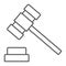 Auction hammer thin line icon, finance and banking