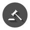 Auction hammer vector icon. Court tribunal flat icon with long s
