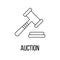 Auction icon or logo line art style.