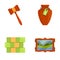 Auction icons set cartoon vector. Buying and selling lot at auction