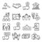 Auction line icons set on white background