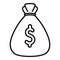 Auction money bag icon outline vector. Price buy