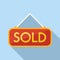 Auction sold icon flat vector. Price sell