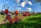 Auctioneer selling farming equipment at outdoor auction at Standerwick Market, Frome, Somerset, UK