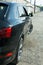 AUDI Q3 in black. Subcompact luxury crossover Audi Q3. Detailing. Headlight type