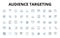 Audience targeting linear icons set. Demographics, Psychographics, Segmentation, Persona, Interests, Behavior, Affinity