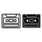 Audio cassette line and glyph icon. Video cassette vector illustration isolated on white. Recorder outline style design