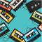 Audio Cassette Tape Background Card. Vector