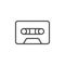 Audio cassette tape line icon, outline vector sign, linear style pictogram isolated on white.
