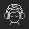 Audio description chalk white icon on black background