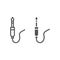 Audio jack line and glyph icon, wire and equipment, jack cable sign, vector graphics, a linear pattern on a white