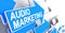 Audio Marketing - Message on Blue Arrow. 3D.
