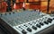 Audio mixer, music equipment. recording studio gears, broadcasting tools, mixer, synthesizer. shallow dept of field for music