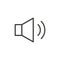 Audio or music speaker icon. Vector thin line button for interface related with music and sound