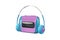 Audio player walkman cartoon style isolated white background. Realistic concept toy tape recorder, headphones blue pink