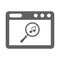 Audio search, magnifying glass, sound icon. Gray version