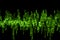 Audio signal on oscilloscope screen. Communication and electronics. Close up