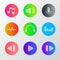 Audio sound vector icon set vivid colour button