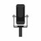 Audio-Technica AT2035 microphone flat vector illustration. Podcast radio icon isolated on white background. Designed for home