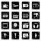 Audio and video set icons, grunge style