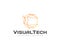 Audio visual system logo design. Screen and circuit network vector design