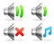 Audio volume icons.