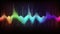 Audio wave multicolored neon glowing audible acoustic waves of music song, colorful sound range