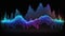 Audio wave multicolored neon glowing audible acoustic waves of music song, colorful sound range