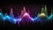 Audio wave multicolored neon glowing audible acoustic waves of music song, colorful sound range