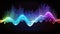 Audio wave multicolored neon glowing audible acoustic waves of music song, colorful sound range