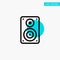 Audio, Wifi, Loudspeaker, Monitor, Professional turquoise highlight circle point Vector icon