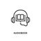 Audiobook flat line icon. Vector illustration headphones are connected to the book