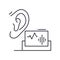 Audiogram examination icon, linear isolated illustration, thin line vector, web design sign, outline concept symbol with