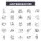 Audit and auditors line icons, signs, vector set, linear concept, outline illustration