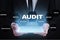 Audit business concept. Auditor. Compliance. Virtual screen technology.