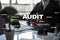 Audit business concept. Auditor. Compliance. Virtual screen technology.