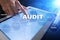 Audit business concept. Auditor. Compliance. Virtual screen technology.