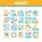 Audit Finance Report Collection Icons Set Vector