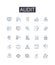 Audit line icons collection. Checkup, Verification, Inspection, Scrutiny, Examination, Review, Assessment vector and