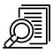 Audit magnifier icon, outline style