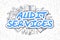 Audit Services - Cartoon Blue Inscription. Business Concept.