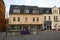 Aue-Bad Schlema, Germany - March 26, 2024: Street view of central Aue-Bad Schlema, a small town in Germany in the Ore Mountains,