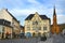 Aue-Bad Schlema, Germany - March 26, 2024: View of Market Square in Aue, a small town in Germany in the Ore Mountains, Saxony