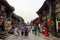 Aug 2013 - Pingyao, Shanxi, China - the streets of Pingyao Ancient city at sunset crowded with tourists.