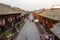 Aug 2013 - Pingyao, Shanxi province, China - View of Pingyao streets at sunset from the Government building tower